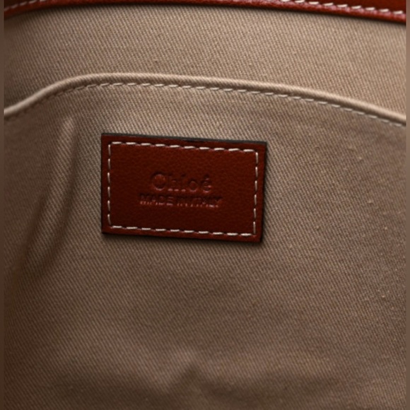 Preowned CHLOE Calfskin Med. Woody RibbonTote Sepia Brown- Great Condition. - Picture 6 of 12